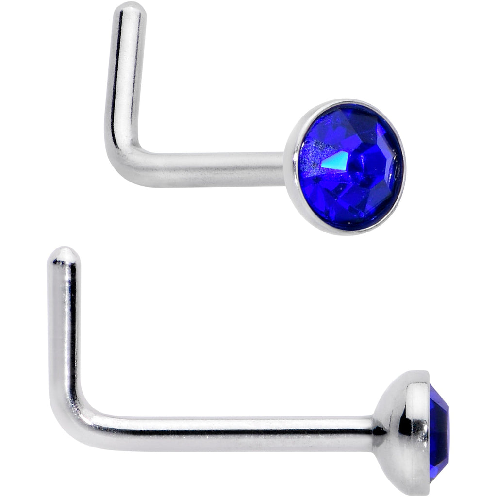 20G 1/4 Purple Gem Blue Pink Faux Opal Pack L Shape Nose Ring Set of 6