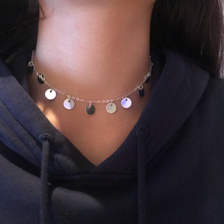Sequin Metal Choker Necklace