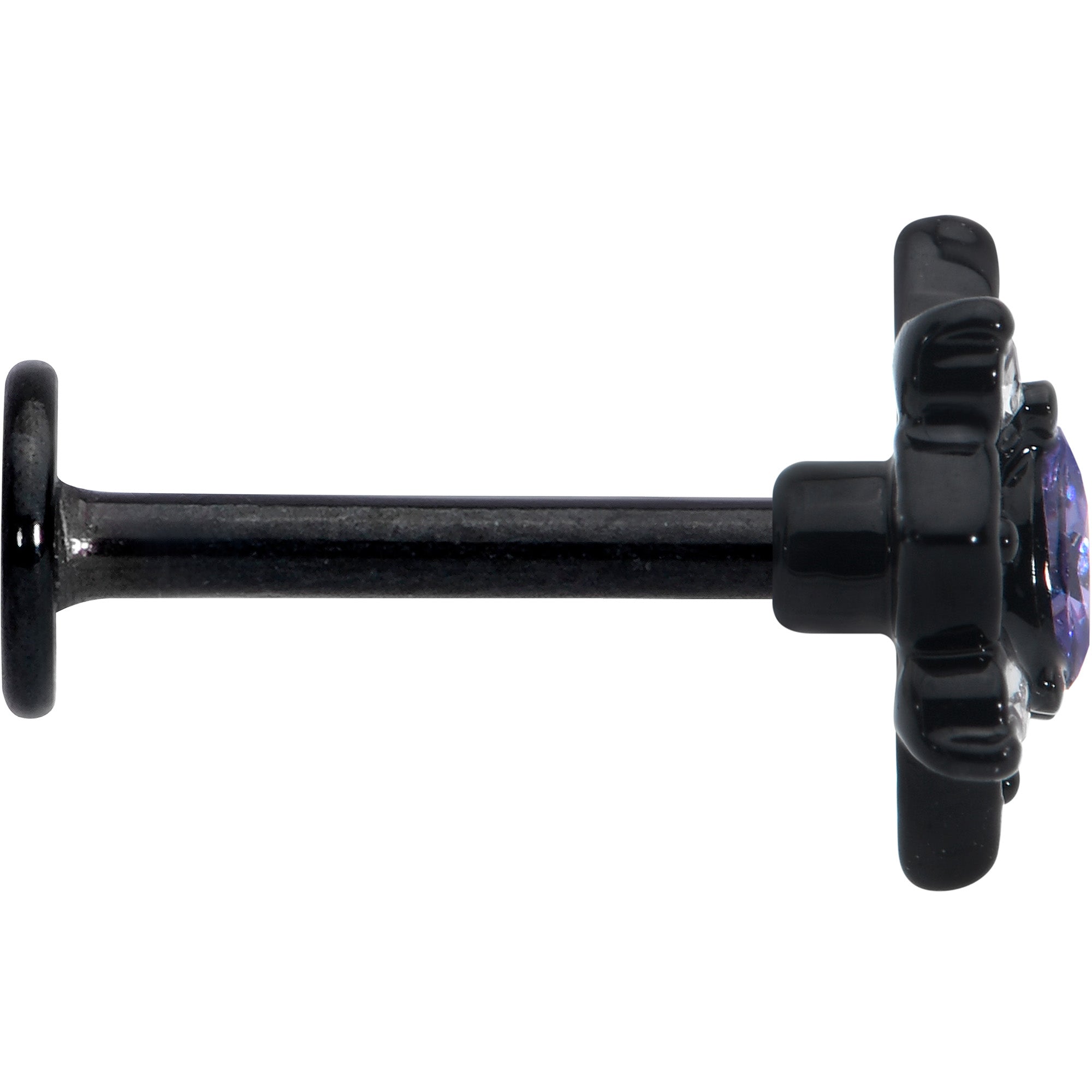 16G 5/16 Purple Gem Black Scrolling Hearts Labret Monroe Tragus