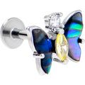 16G 5/16 Yellow Clear Gem Dark Butterfly Labret Monroe Tragus
