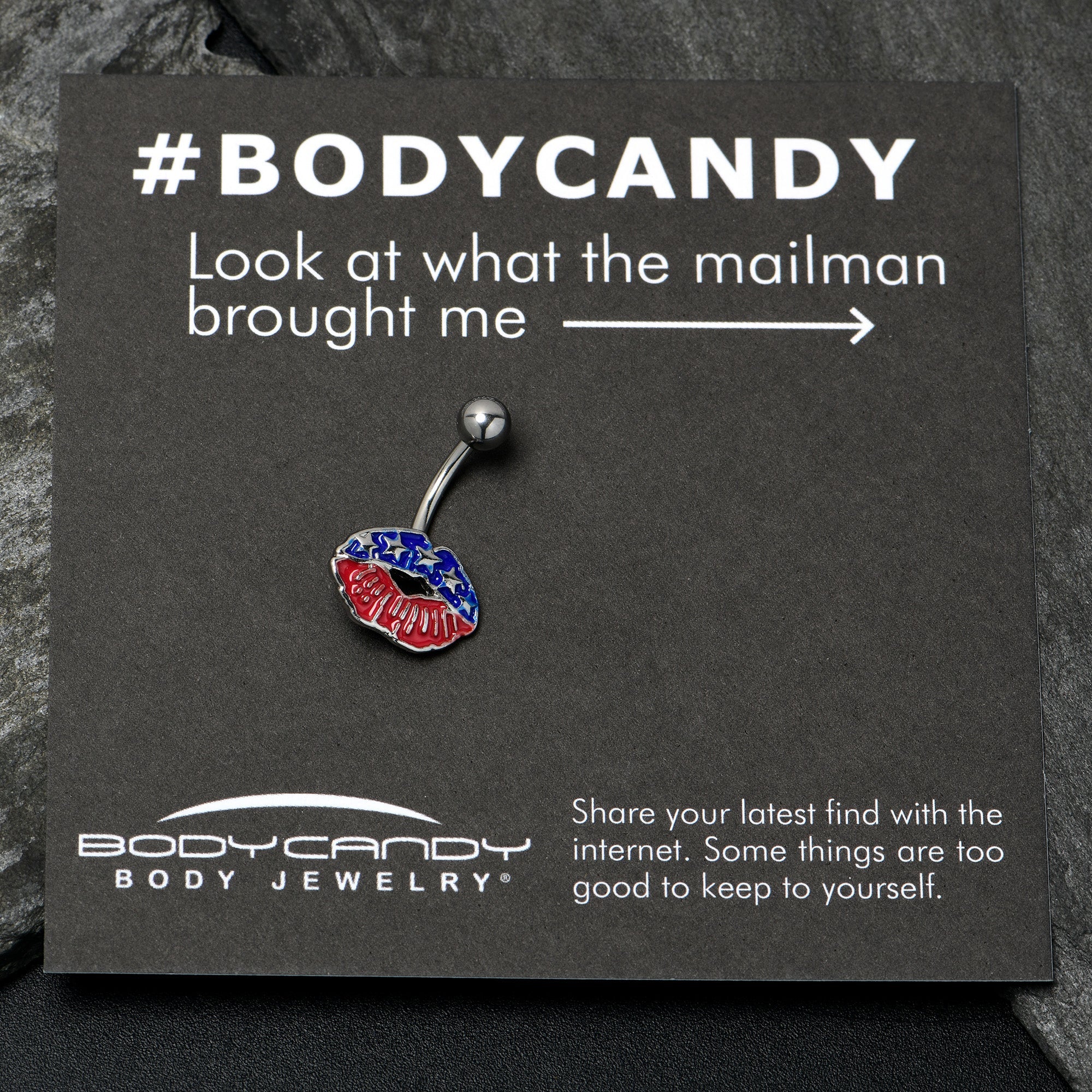 Patriotic Kissy Lips Belly Ring