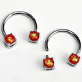 14G 9/16 Orange Faux Opal Internally Threaded Horseshoe Nipple Ring Set