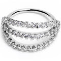 20G 5/16 Clear CZ Gem Faux Triple Hoop Nose Hoop