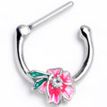16G 5/16 Clear Gem Faerie Flower Pink Cartilage Clicker