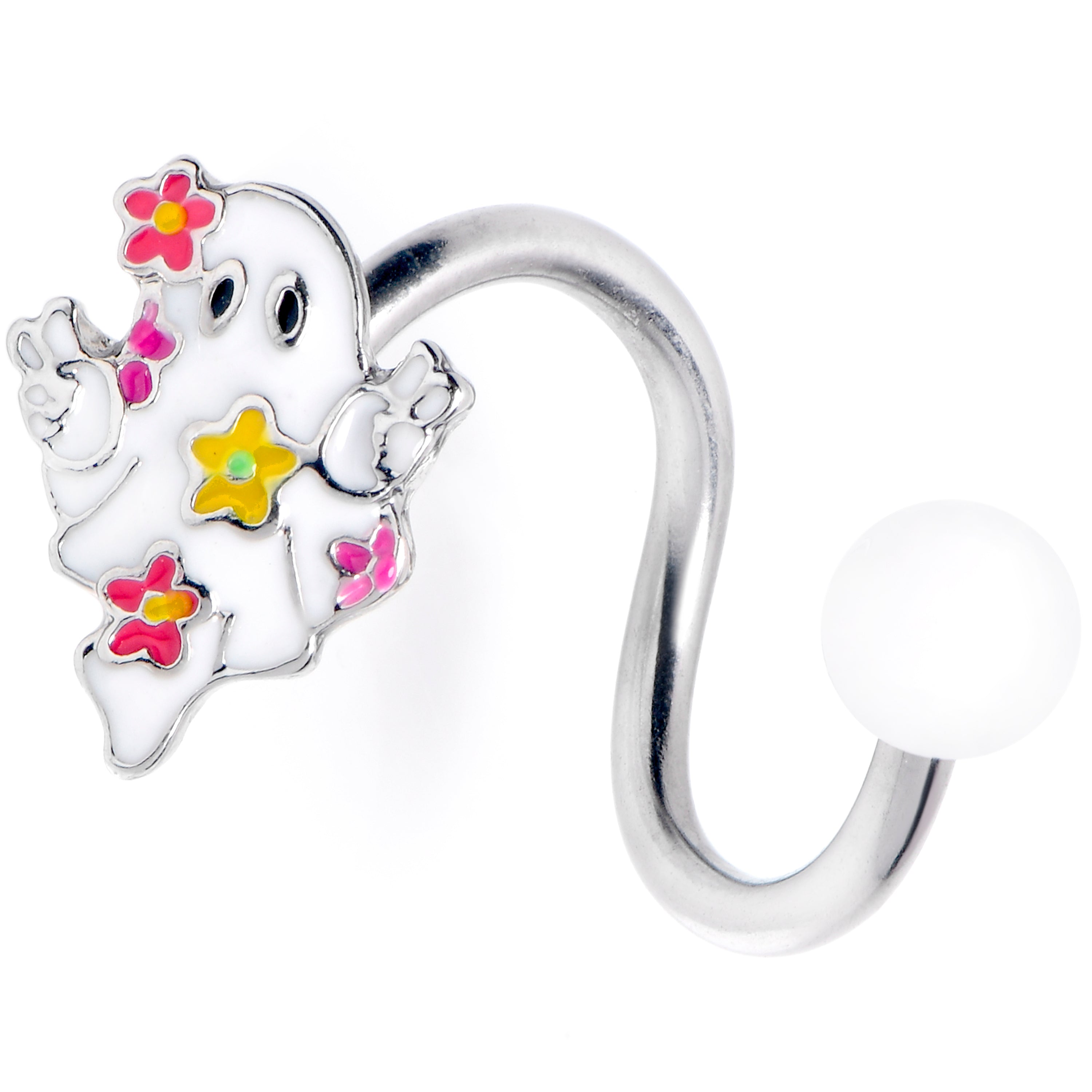 Halloween Floral Ghost Spiral Twister Belly Ring