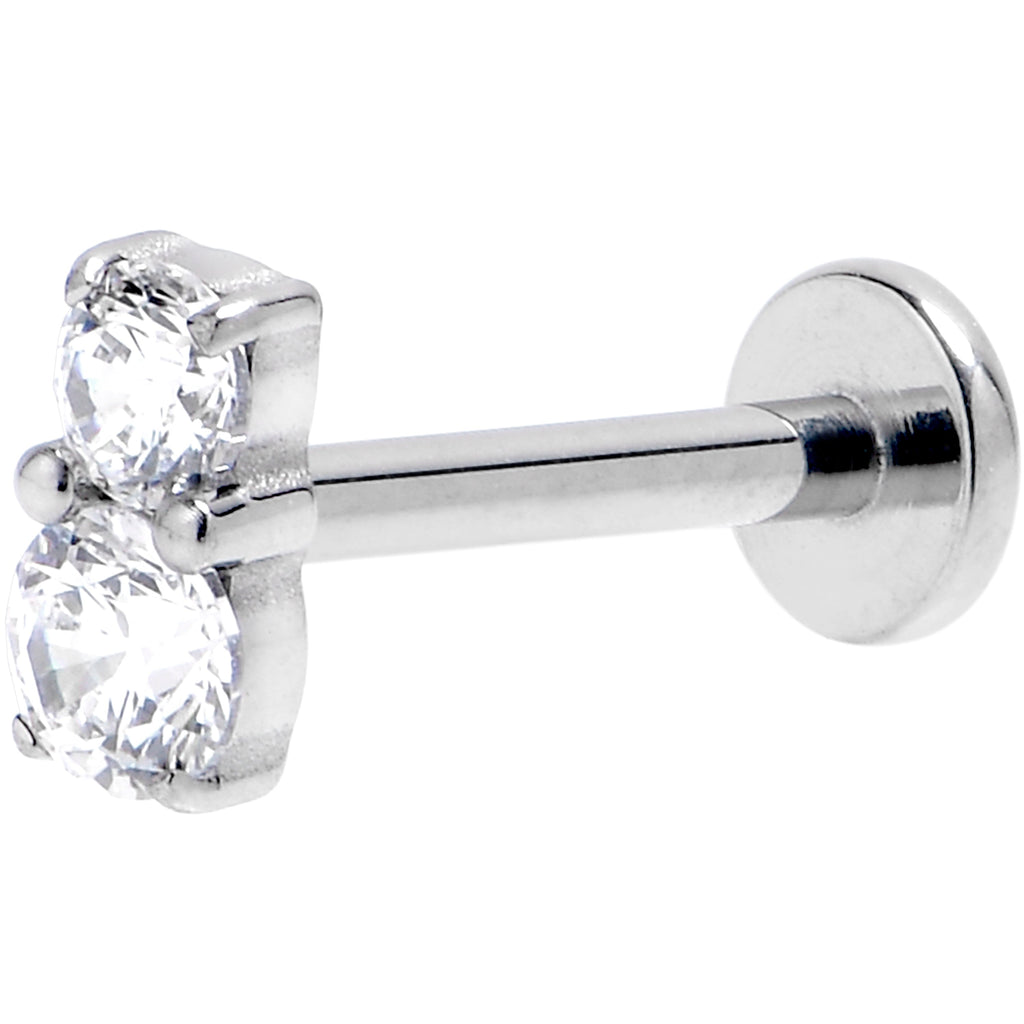 16G 5/16 Clear Gem G23 Titanium Threadless Push In Labret Tragus