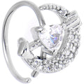 20G 5/16 Clear CZ Gem Moon Lover Nose Hoop