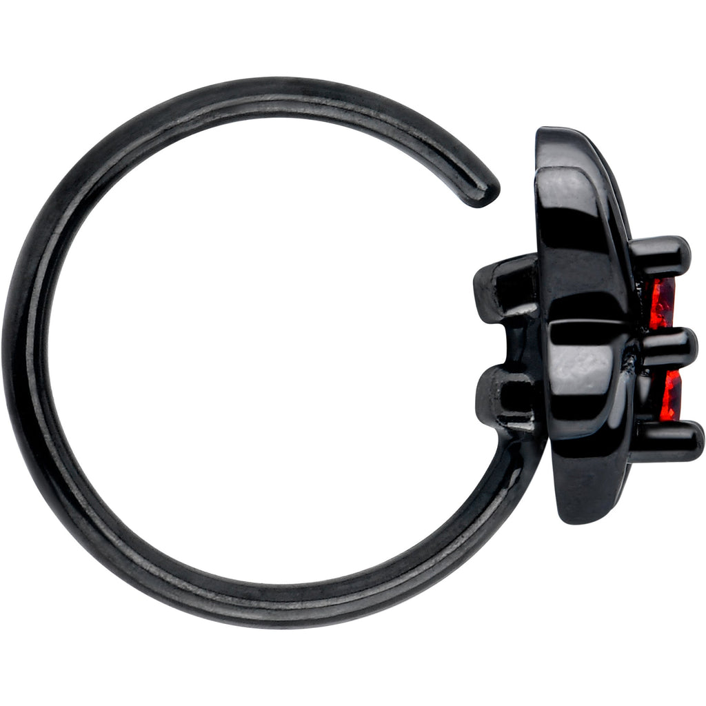 20G 5/16 Red CZ Gem Black Sleek Spider Nose Hoop