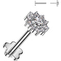 18G 5/16 CZ Gem Flower Duo Medical Grade Titanium Reversible Flat Back Earring