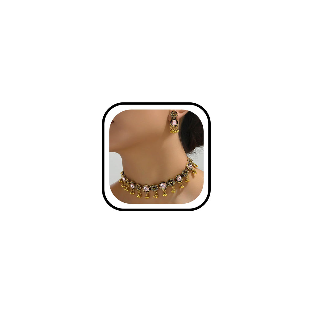 Your Always Charm Indian Jewelry Sets for Women Bollywood Wedding Jewelry Necklace Set Choker Necklace with Maang Tikka Earrings Set Womens Gifts for Christmas