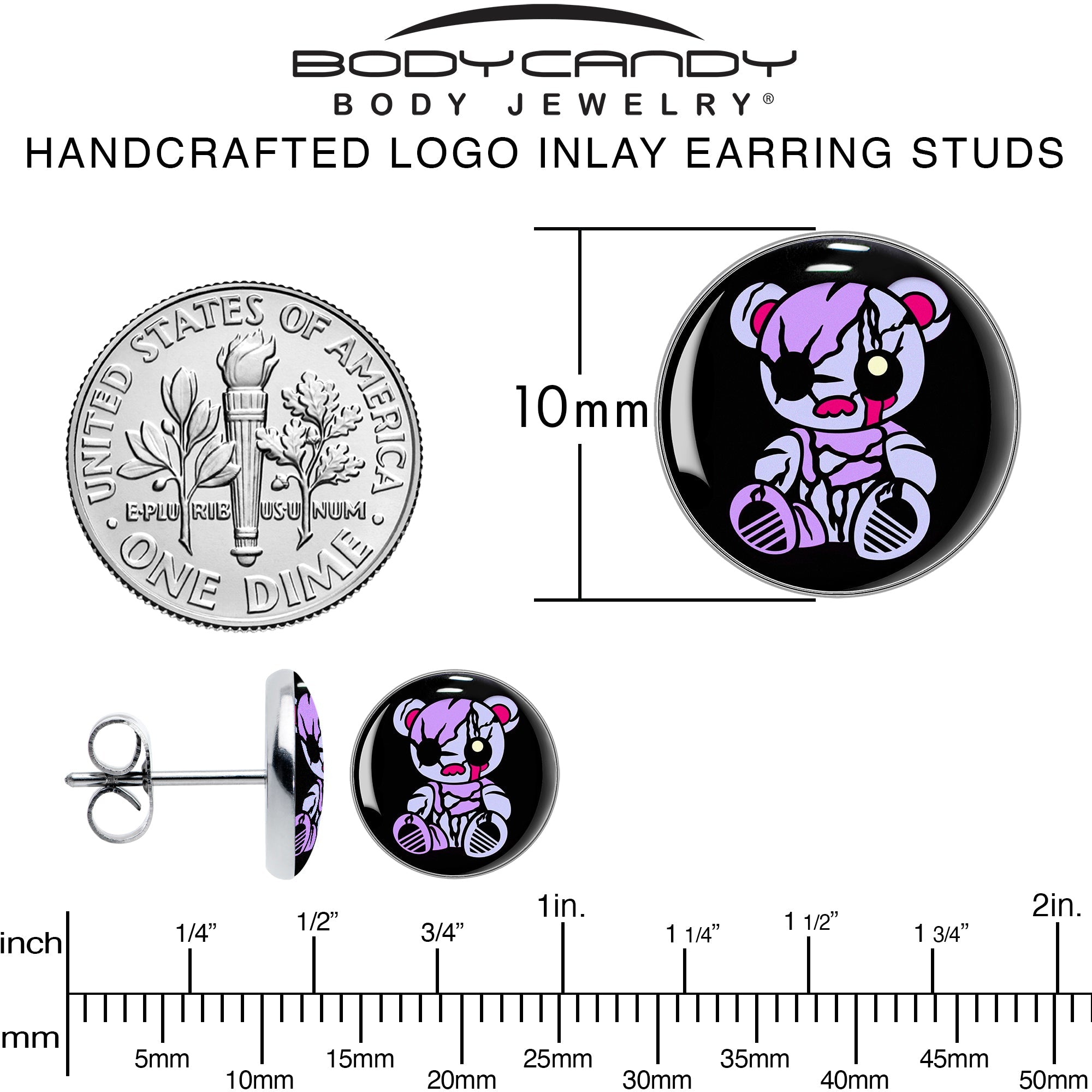 Attitude Teddy Bear Stud Earrings by Onyx O