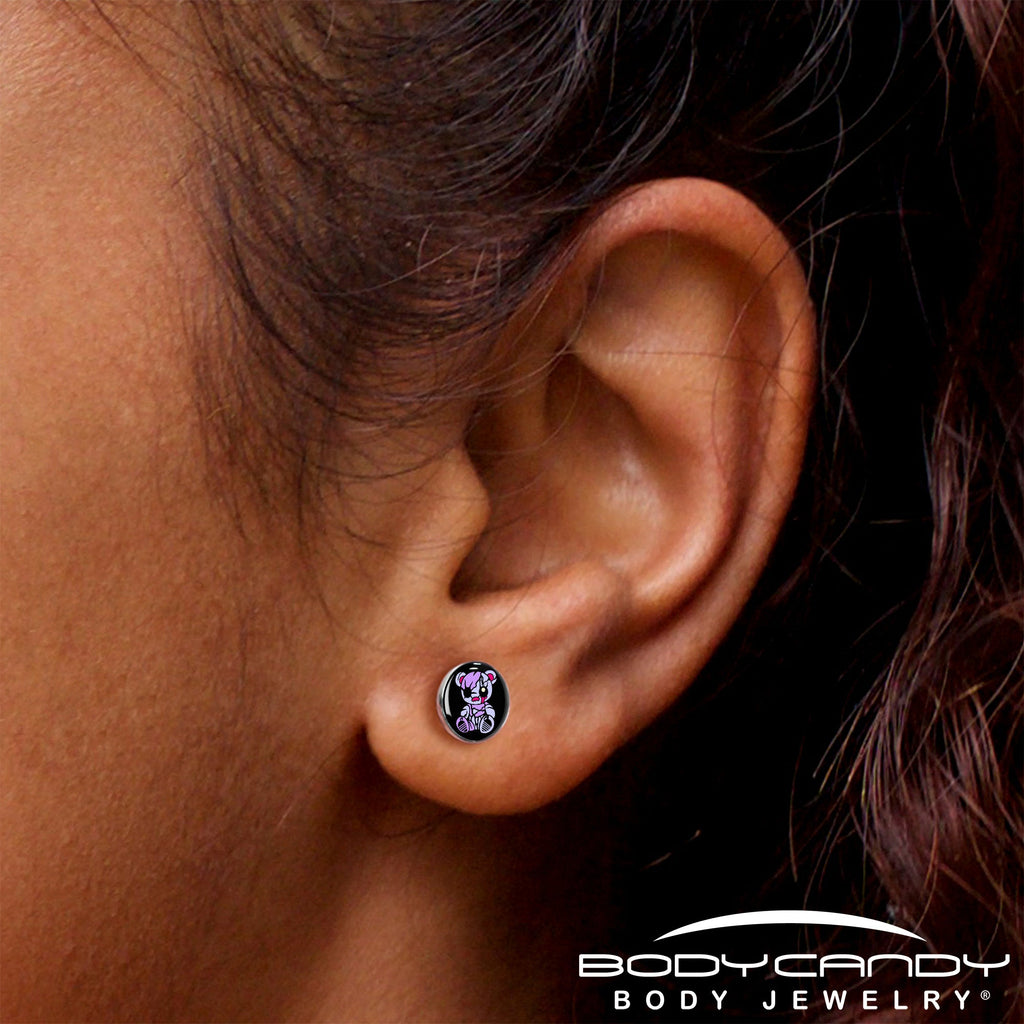 Attitude Teddy Bear Stud Earrings by Onyx O