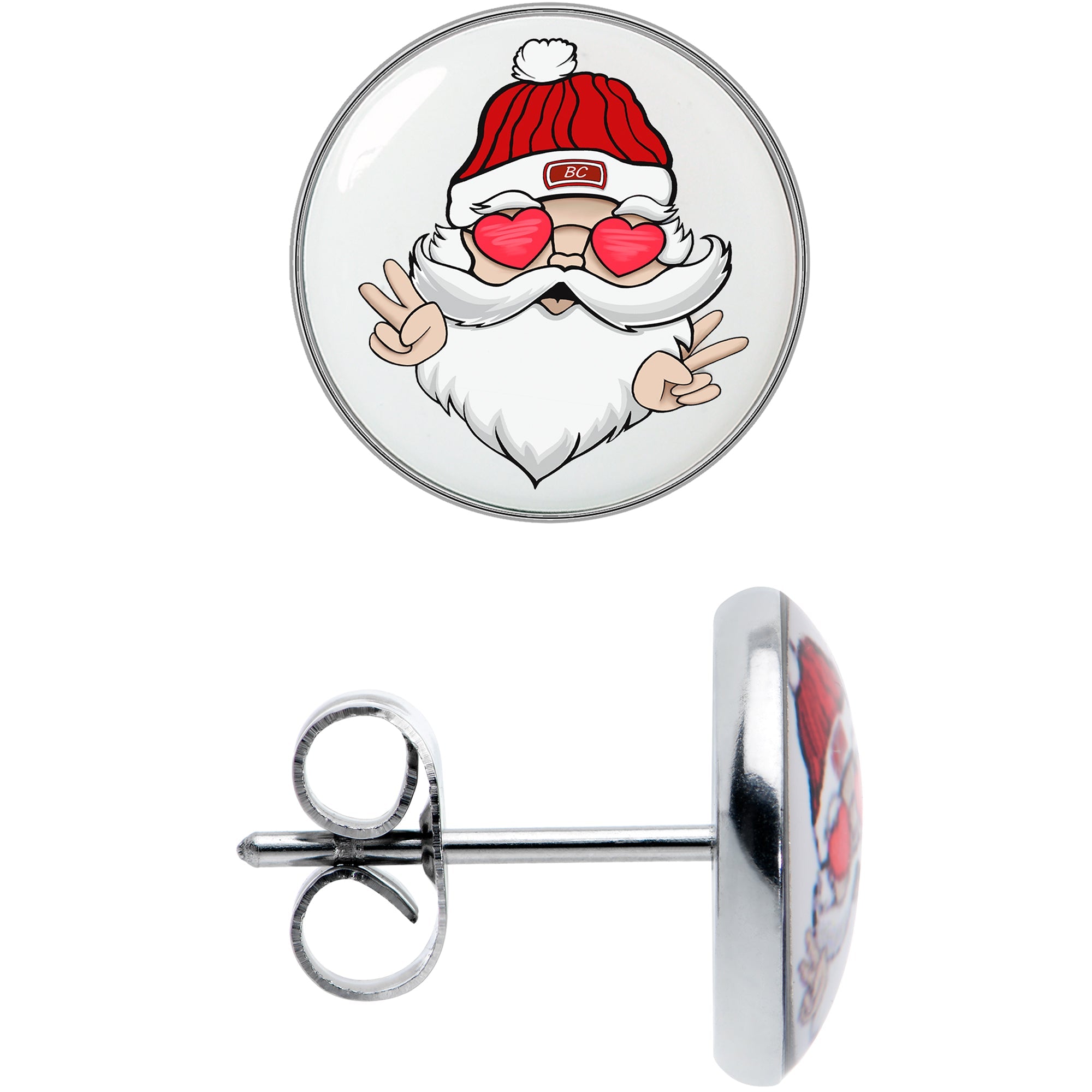 Christmas Peace Love Santa Stud Earrings by Onyx O