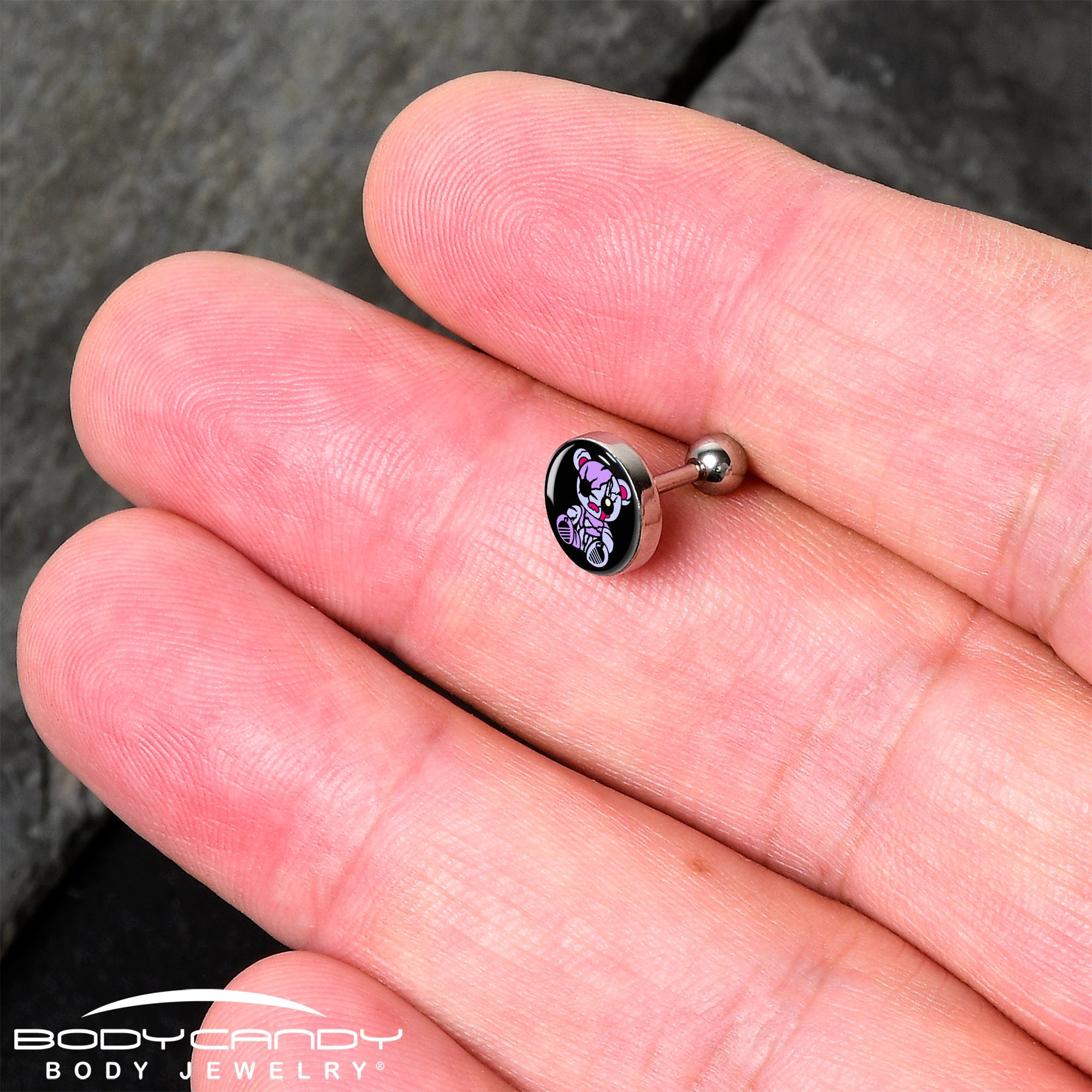 16G 1/4 Attitude Teddy Bear Tragus Cartilage Earring by Onyx O