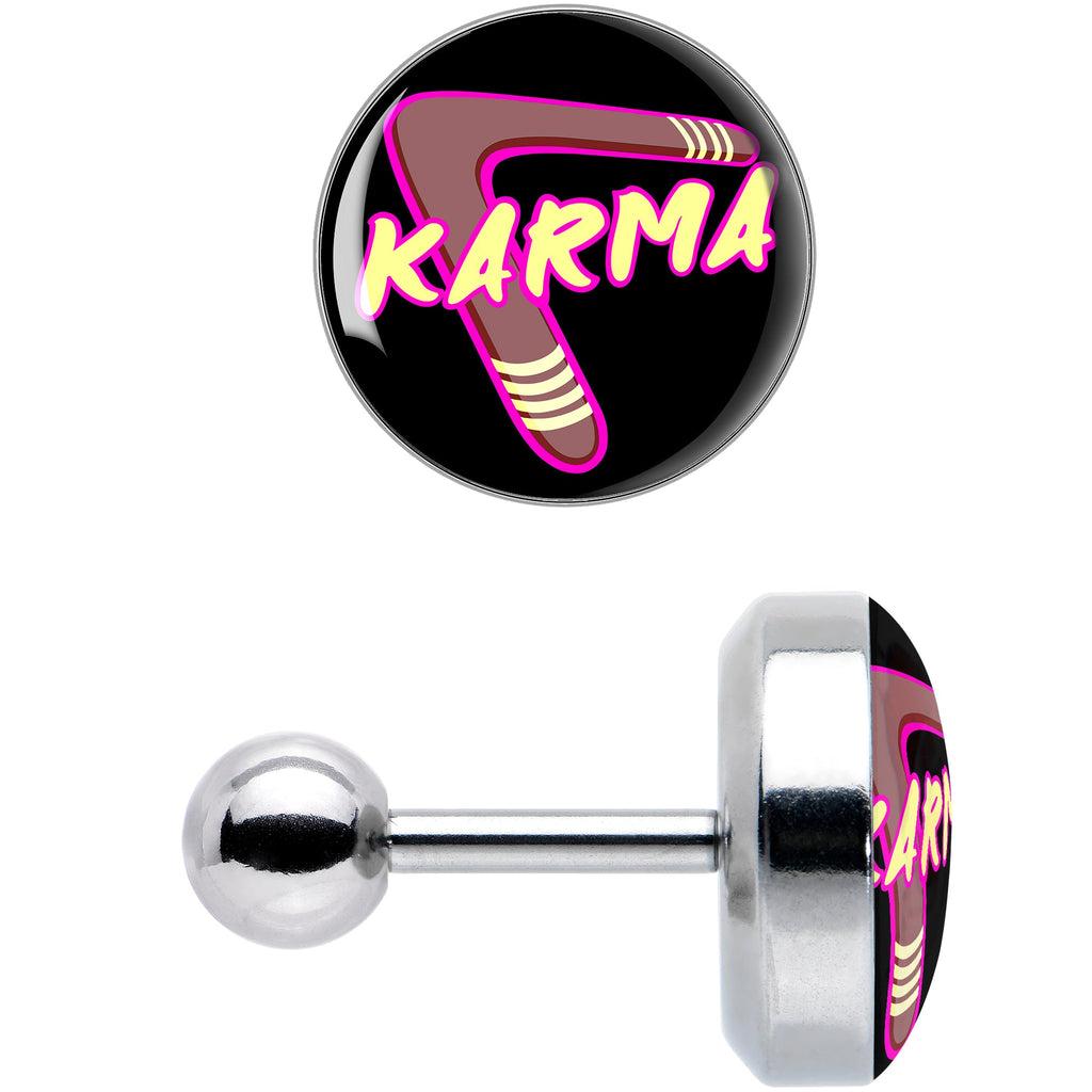 16G 1/4 Karmic Boomerang Tragus Cartilage Earring by Onyx O
