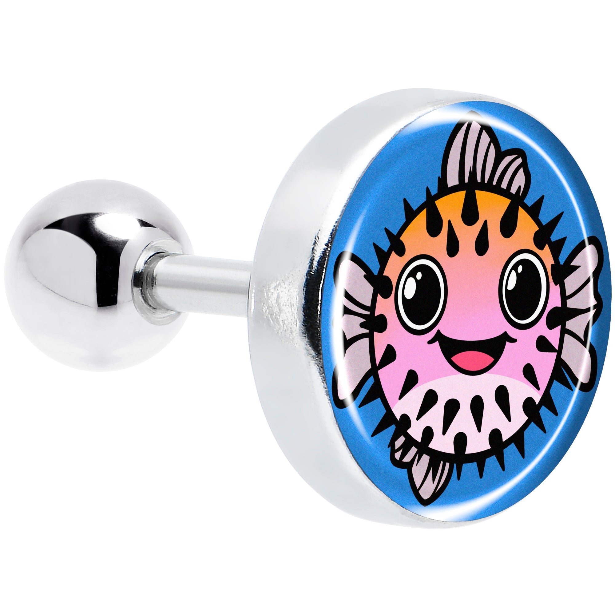 16G 1/4 Swimming Pufferfish Tragus Cartilage Earring by Onyx O