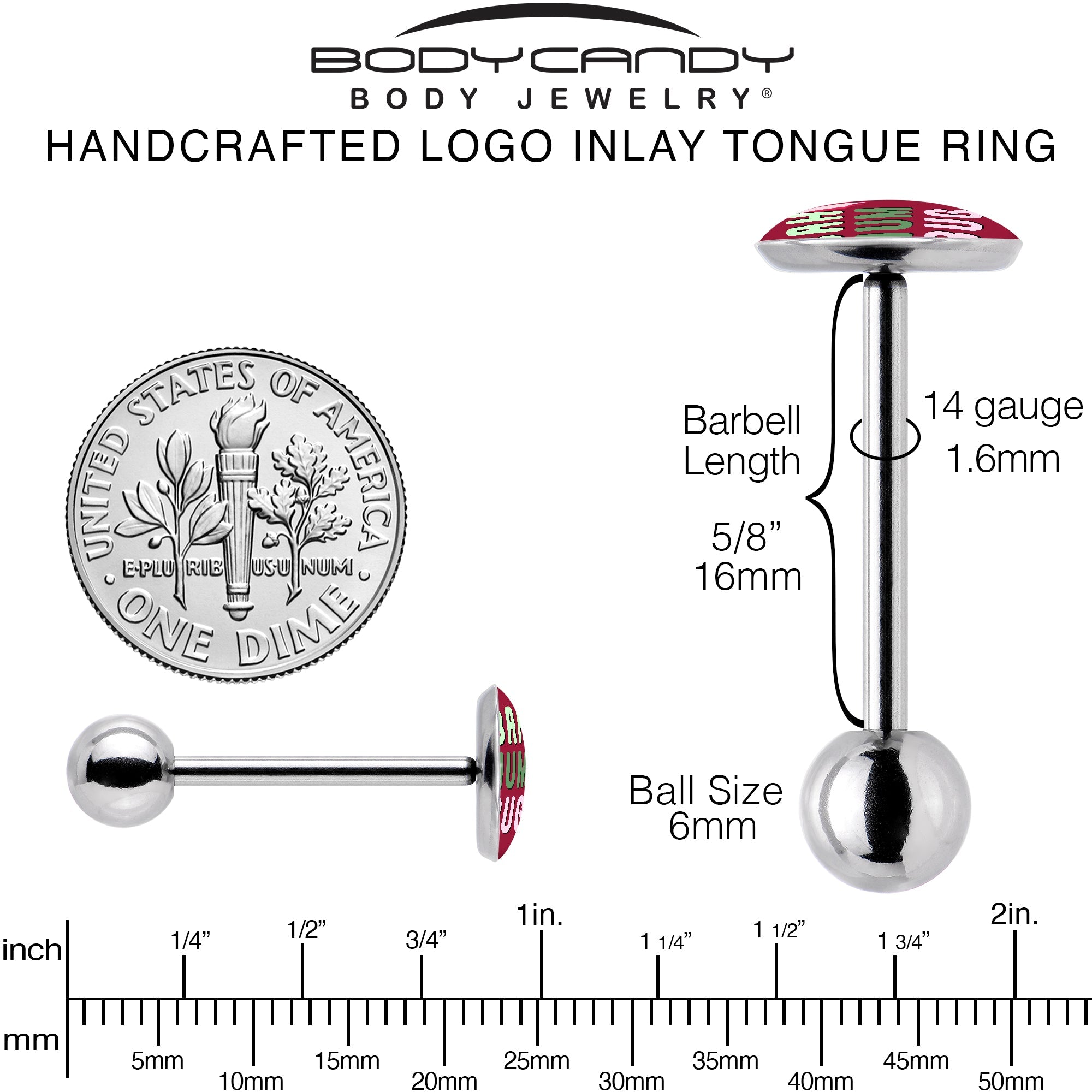 Bah Humbug Holiday Grouch Barbell Tongue Ring by Onyx O