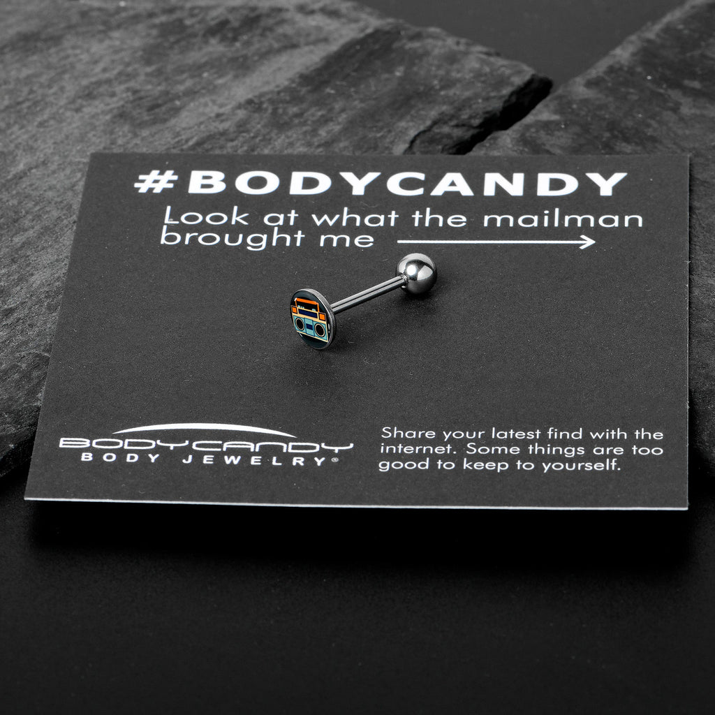 Retro Boombox Barbell Tongue Ring by Onyx O