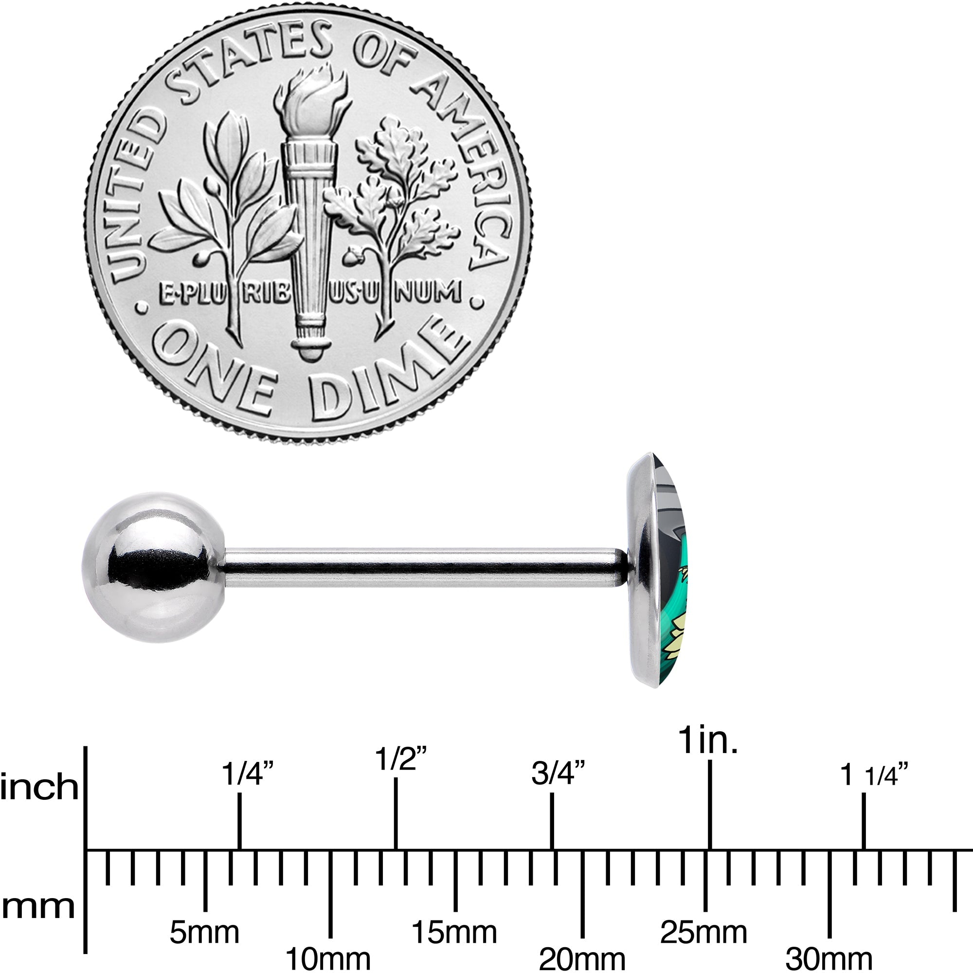 Alien UFO Dinosaur Abduction Barbell Tongue Ring by Onyx O
