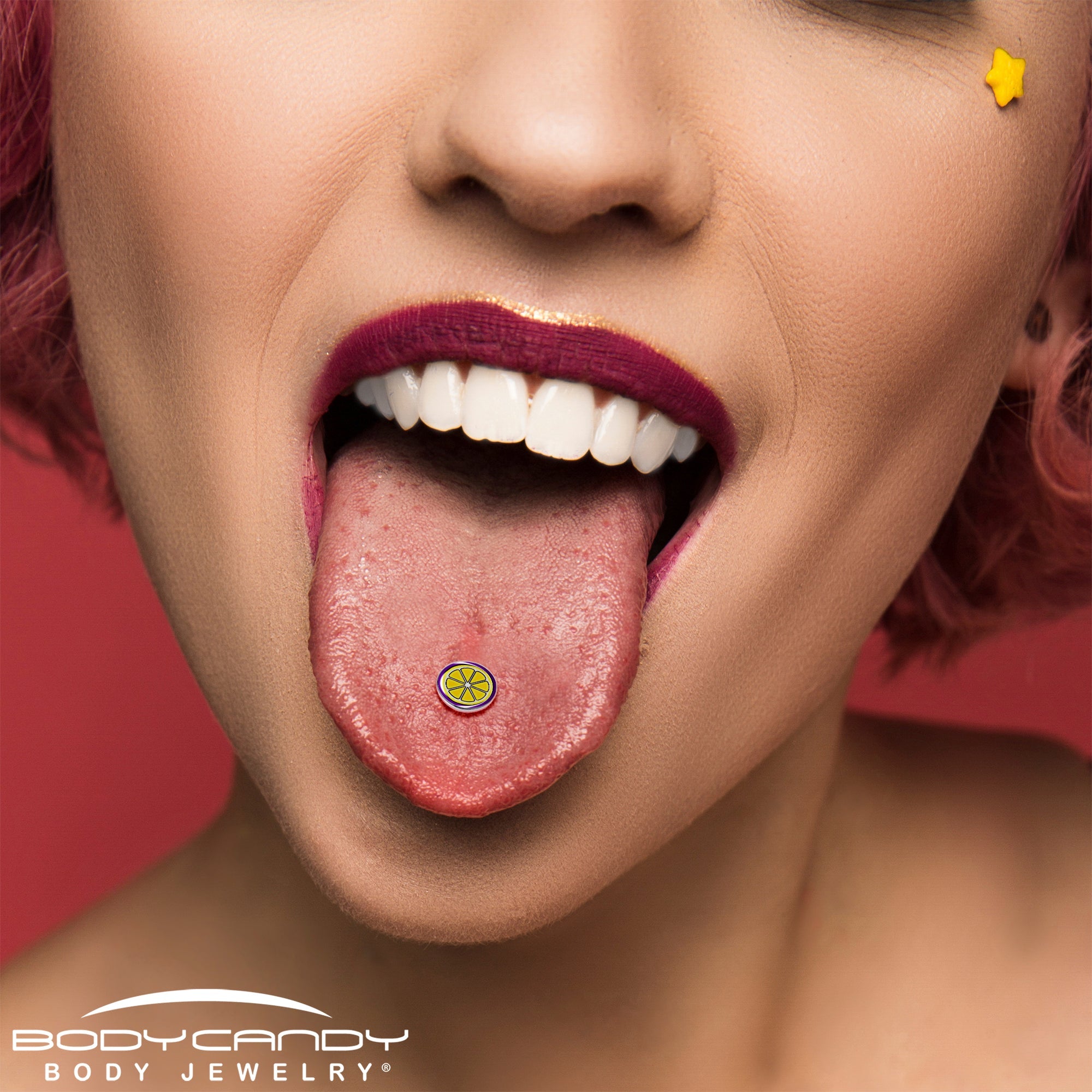 Yellow Slice of Lemon Barbell Tongue Ring by Onyx O