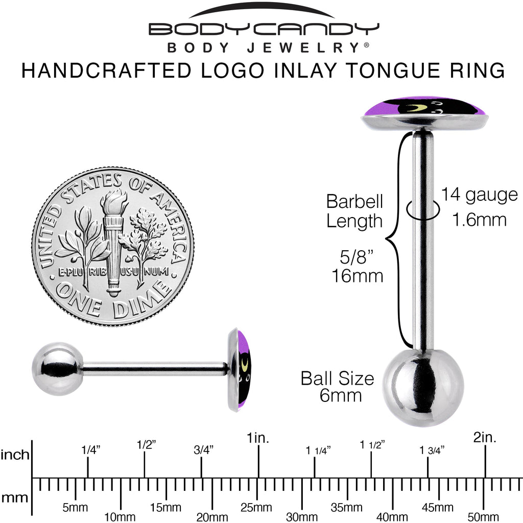 Black Mystic Kitty Cat Barbell Tongue Ring by Onyx O