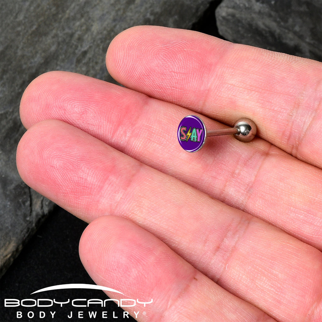 Colorful Lighting SLAY Barbell Tongue Ring by Onyx O