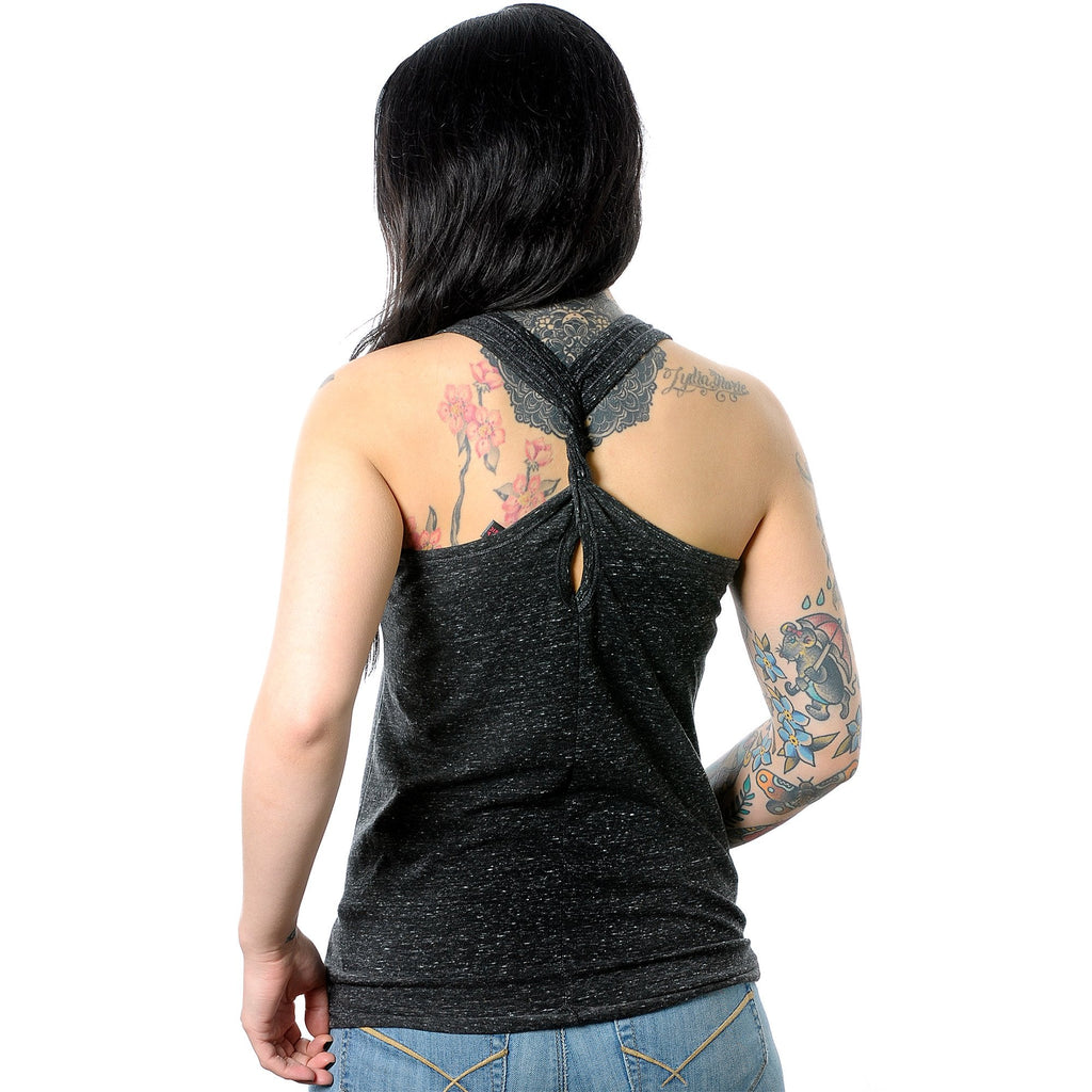 Fiercer thanks to my Piercer Black Gray Cosmic Twist Back Tank Top