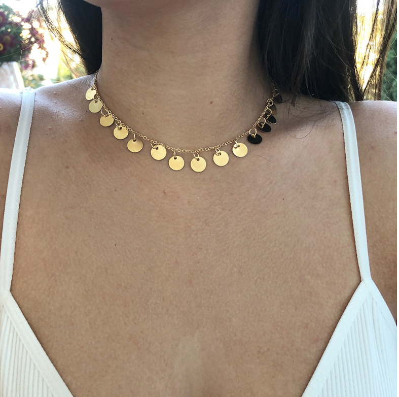 Sequin Metal Choker Necklace