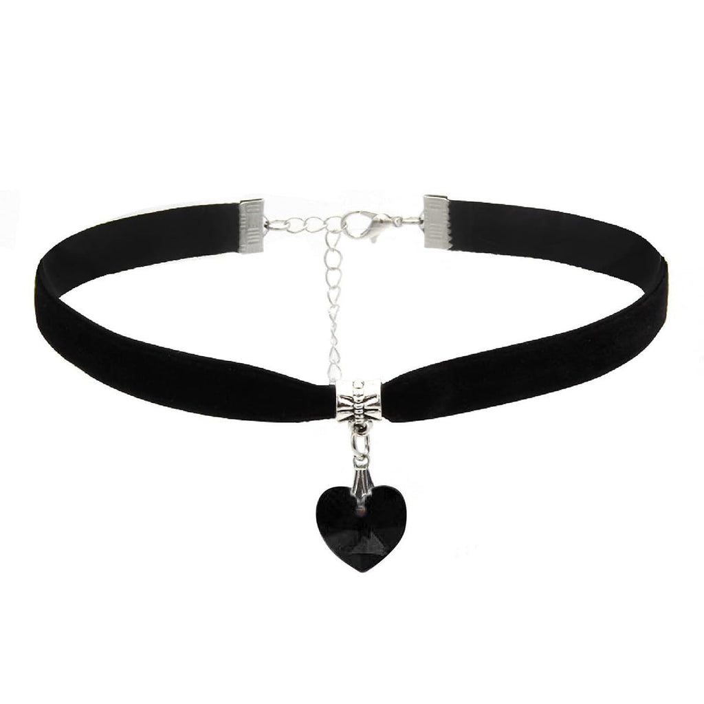 ISCASSE Black Choker Necklaces for Woman Love Heart Choker Necklace Adjustable Velvet Choker Soft Collar Chain Red Heart Necklace Halloween Cosplay Party