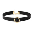 PAURO Womens Black Velvet Ribbon Choker Necklace for with Circle 01 Charm Classic Gold