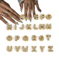 Letter Nail Charms Gold Alloy 26 Pcs 3D Glitter Letter Charms for Nails Crystals English Alphabet Diamonds Metal Gems Nail Rhinestones Shiny Nails Art Jewels Supplies for DIY Manicure Accessories