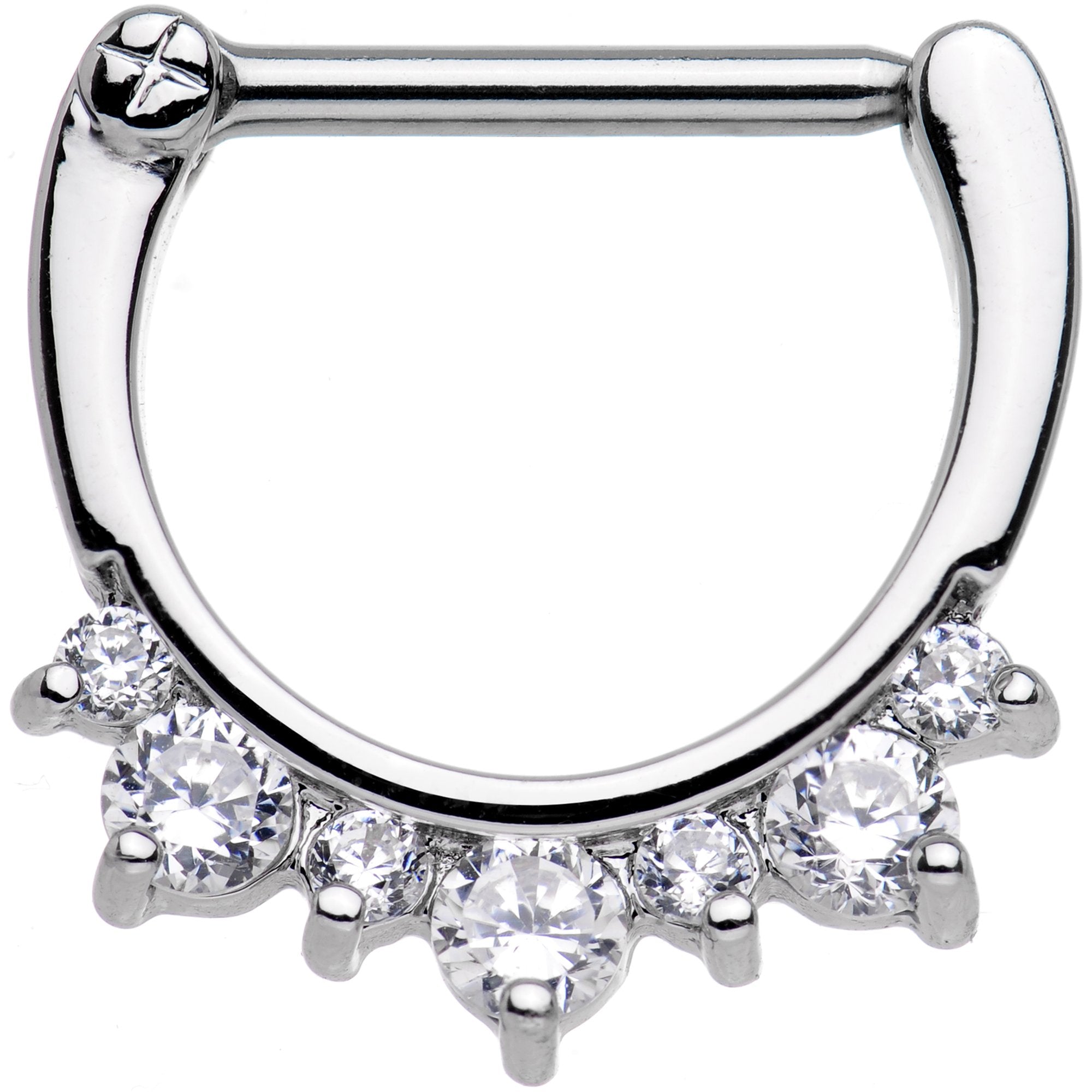 14G 1/2 Clear Gem Septet Nipple Clicker Set