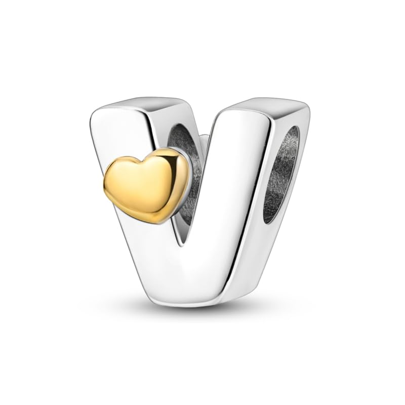 QIKAOLA 925 Sterling Silver Letter Charms 26 Initial Letter Charms Beads for Bracelet and Necklace A-Z Alphabet Bead Pendants fit for European Bracelets Necklace