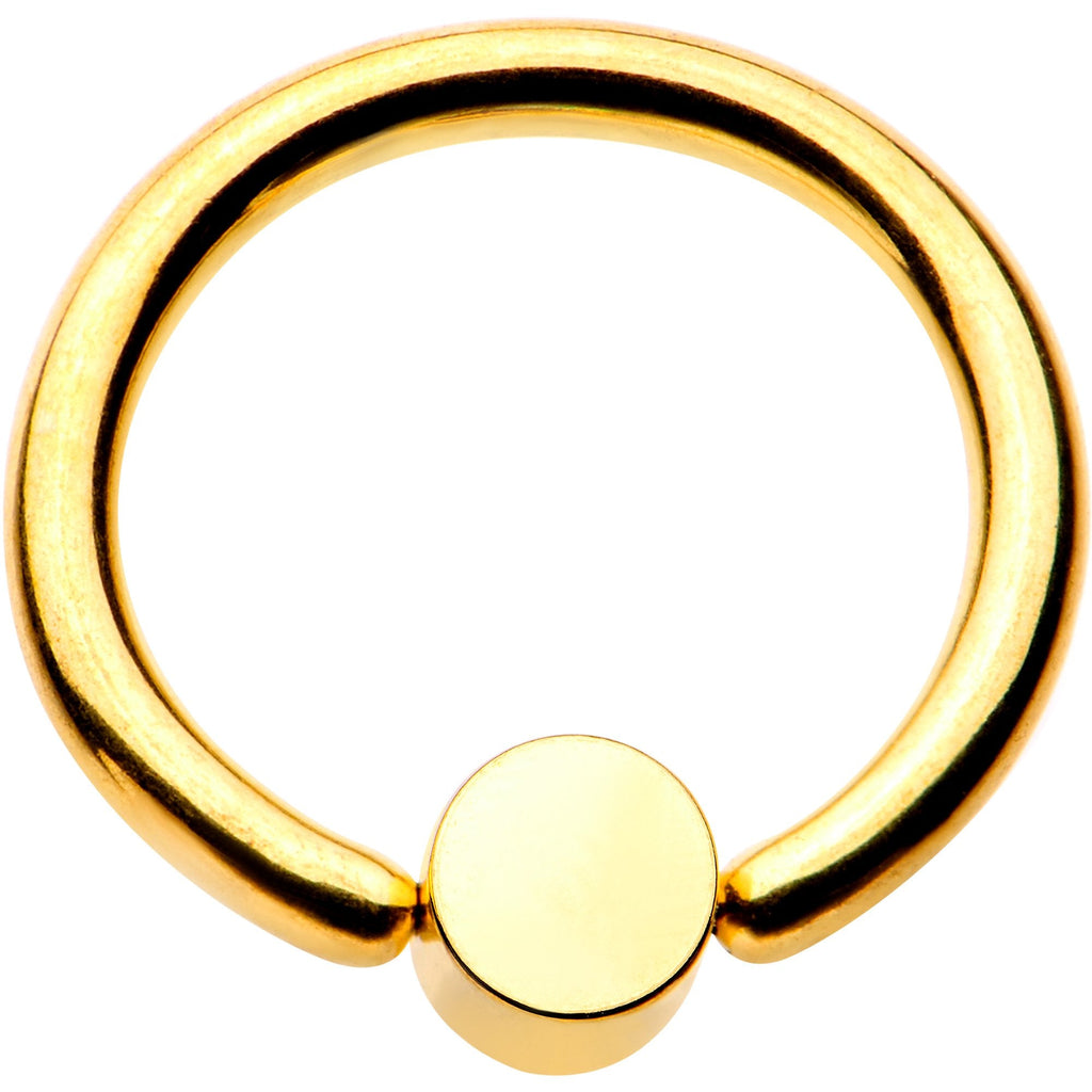 16G 5/16 Purple Faux Opal 3mm Disc Gold IP BCR Captive Ring