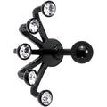 16G 1/4 Clear Gem Black Anodized Glam Fan Cuff Cartilage Earring