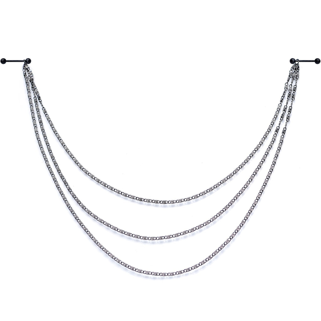 Handcrafted Black Anodized Titanium Swirly Link Dangle Nipple Chain