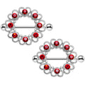 14G 1 inch Red Gem Always Angelic Halo Heart Nipple Shield Set