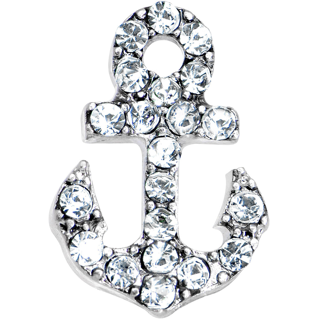 16G 1/4 Clear Gem Nautical Anchor Cartilage Tragus Earring